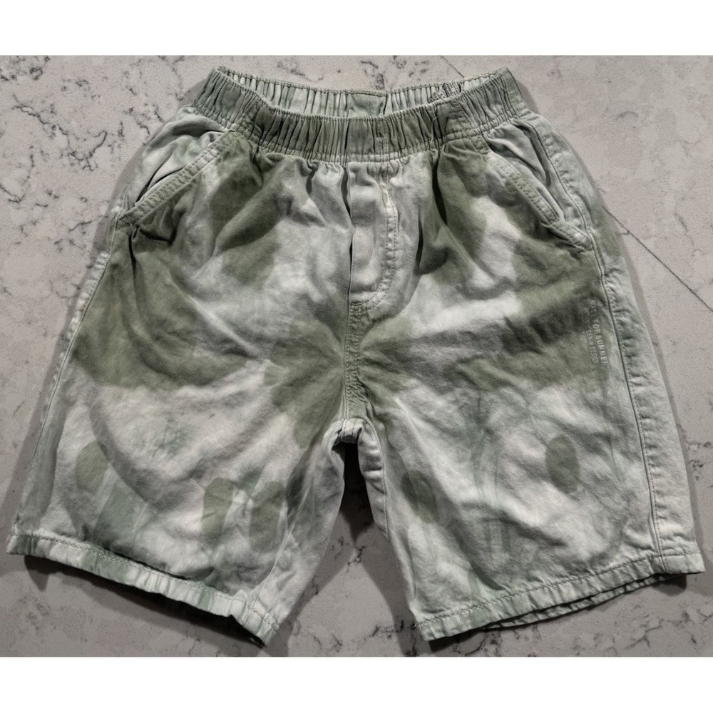 Zara Shorts Kids Size 10 Green White Tie Dye Pull On Summer Casual Outdoor Play